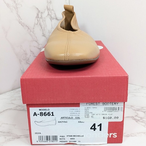 NEW Wonders Women's A-8661 Sand Tan Leather Dress Flat Size 10 - Picture 11 of 12